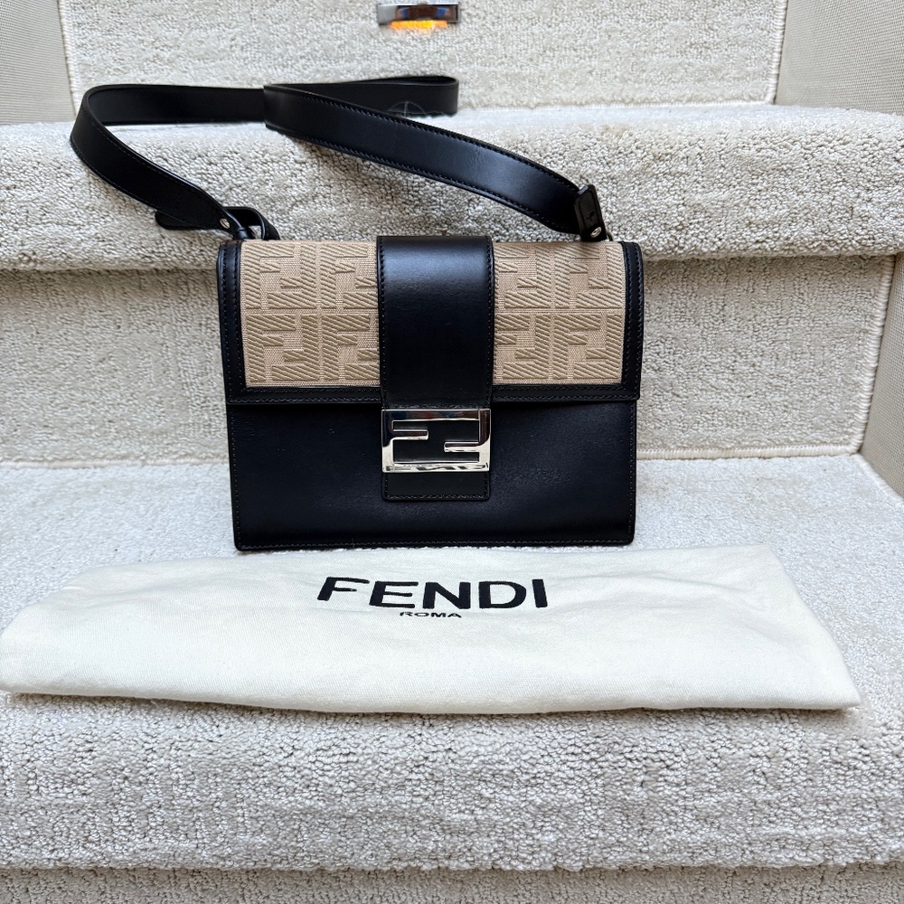 Fendi Flat Baguette Zucca Jacquard Crossbody